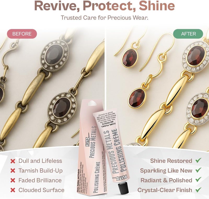 Flitz Precious Metals Polishing Creme - 1.76oz Tube of USA-Made Gold and Sterling Silver Jewelry Cleaner and Polish - Diamond Ring Cleaner to Remove and Protect Against Tarnish - Image 5